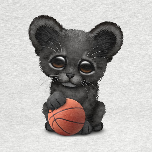 Black Panther Cub Playing With Basketball by jeffbartels